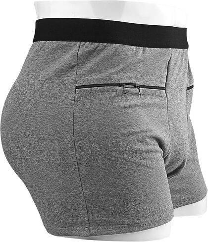 LUEXBOX Pocket Underwear for Men with Secret Hidden Pocket, Travel Boxer Briefs, 2 Packs (Gray) in Kuwait