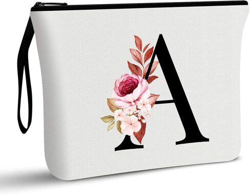 Vavabox A-Z Personalized Makeup Bag, Birthday Gifts for Women Mom, Gifts for Best Friend, Bride Bridesmaid Cosmetic bag (M, Black) in Saudi Arabia