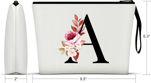 Vavabox A-Z Personalized Makeup Bag, Birthday Gifts for Women Mom, Gifts for Best Friend, Bride Bridesmaid Cosmetic bag (M, Black) in Saudi Arabia