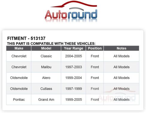 Autoround 513137 Front Wheel Bearing and Hub Assembly Compatible with 97-03 Chevy Malibu, 99-05 Pontiac Grand Am/Chevrolet Classic, 97-04 Oldsmobile Cutlass/Alero, Both Passenger Driver Side in Saudi Arabia