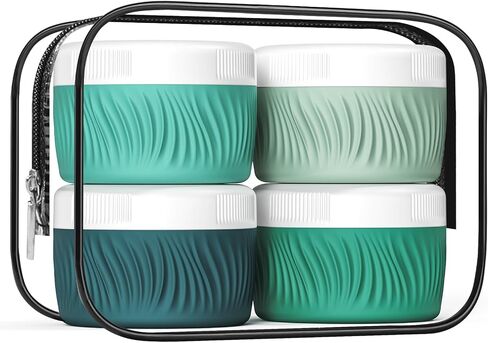 Travel Containers for Toiletries, Silicone Cream Jars BPA-Free, TSA Approved 3oz Travel Size Containers, Leak-proof Portable Size Silicone Jars with Lid for Face Hand Body Cream (4 Pack) in Saudi Arabia