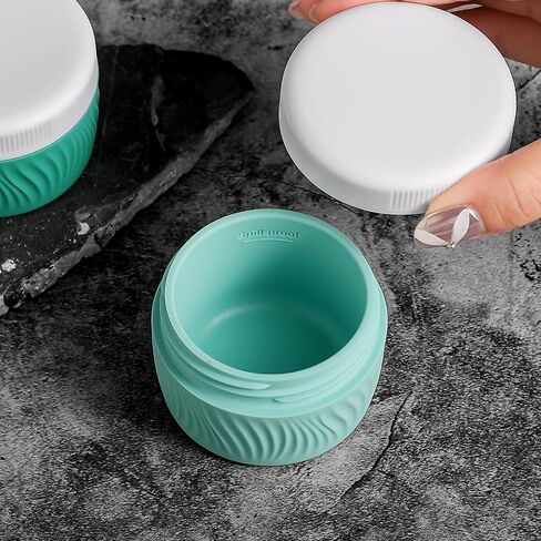 Travel Containers for Toiletries, Silicone Cream Jars BPA-Free, TSA Approved 3oz Travel Size Containers, Leak-proof Portable Size Silicone Jars with Lid for Face Hand Body Cream (4 Pack) in Saudi Arabia