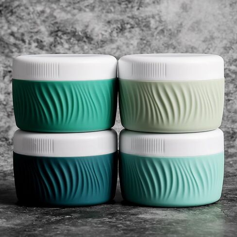 Travel Containers for Toiletries, Silicone Cream Jars BPA-Free, TSA Approved 3oz Travel Size Containers, Leak-proof Portable Size Silicone Jars with Lid for Face Hand Body Cream (4 Pack) in Saudi Arabia