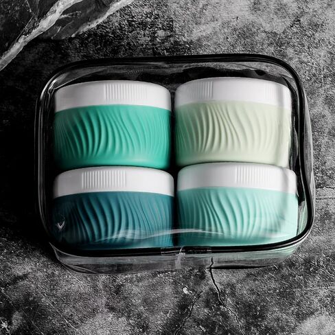 Travel Containers for Toiletries, Silicone Cream Jars BPA-Free, TSA Approved 3oz Travel Size Containers, Leak-proof Portable Size Silicone Jars with Lid for Face Hand Body Cream (4 Pack) in Saudi Arabia