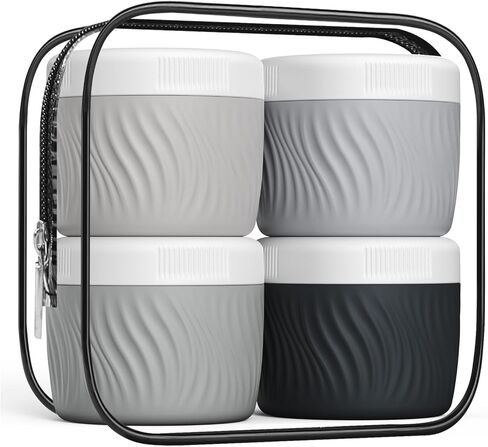 Travel Containers for Toiletries, Silicone Cream Jars BPA-Free, TSA Approved 3oz Travel Size Containers, Leak-proof Portable Size Silicone Jars with Lid for Face Hand Body Cream (4 Pack) in Saudi Arabia