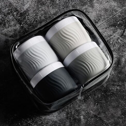 Travel Containers for Toiletries, Silicone Cream Jars BPA-Free, TSA Approved 3oz Travel Size Containers, Leak-proof Portable Size Silicone Jars with Lid for Face Hand Body Cream (4 Pack) in Saudi Arabia