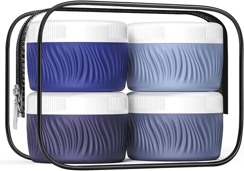 Travel Containers for Toiletries, Silicone Cream Jars BPA-Free, TSA Approved 3oz Travel Size Containers, Leak-proof Portable Size Silicone Jars with Lid for Face Hand Body Cream (4 Pack) in Saudi Arabia