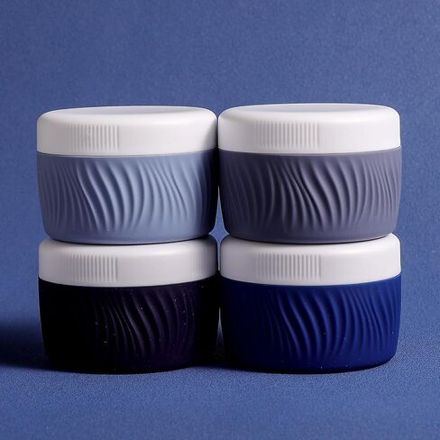 Travel Containers for Toiletries, Silicone Cream Jars BPA-Free, TSA Approved 3oz Travel Size Containers, Leak-proof Portable Size Silicone Jars with Lid for Face Hand Body Cream (4 Pack) in Saudi Arabia