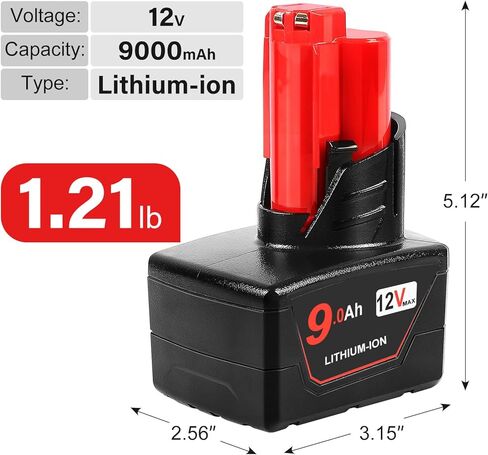 بطارية 12V 9.0AH استبدال لبطارية Milwaukee M-12 4Pack مع شاحن in Kuwait