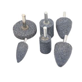 80 Grit 3 Different Shapes Head Mounted Stone Point Abrasive Grinding Wheels Bit Set with 1/4" (6mm) Mandrel for Rotary Tools