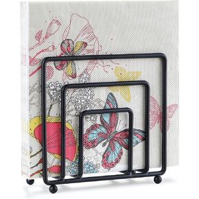 Napkin Holder for Table, JJOO Black Napkin Holders for kitchen, Napkins Holder Dispenser for Indoor & Outdoor Table (Metal, Black)