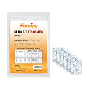 1 Gram [100 Packets] Fonday Food Grade Silica Gel Packs Desiccants - Moisture Absorbers, Desiccants Packets Dehumidifier Packs
