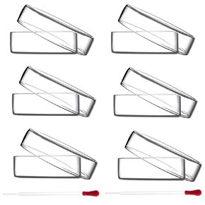 OLYCRAFT 6PCS Glass Petri Dishes High Borosilicate Glass Bacterial Culture Dishes with Lid 60mm Dia x 18mm Deep with 2pcs Glass Culture Plate for Laboratory School Science Project