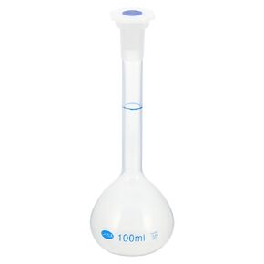 PATIKIL 100ml Volumetric Flask, Polypropylene Graduated Volumetric Measuring Flask with Plug Cap Tolerance 0.3ml for Laboratory Science Experiment, Translucent