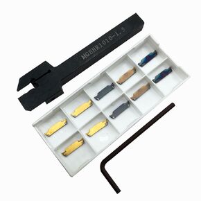 3/8", 5/8" MGEHR MGIVR Lathe Grooving Cut-Off Parting Tool Holder with MGGN150/200/250 Carbide Grooving Inserts for Stainless Steel Steel Quenched Steel (3/8 Grooving Holder+MGGN200)