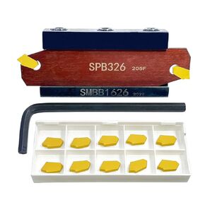 Lathe Turning Tools Slotted SPB26-3, Cutting Insert Lathe CNC SPB Grooving Cut-Off Tool with 12 pcs SP300 Carbide Inserts and 1pc SMBB1626 Grooving Parting Blade Plate