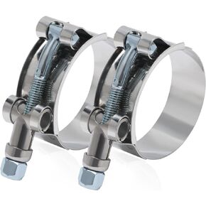 2PCS 1.5" T-Bolt Stainless Steel Hose Clamp with 44-50mm Working Range for 1.5" ID Hose Clamps (1.5" Clamp Range 1.73"-1.96" (44-50mm))