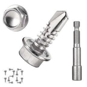 320PCS #8 x 1/2'' Sheet Metal Screws 410 Stainless Steel Truss Head Fast Self Tapping Screws with Screwdriver Bit Silver