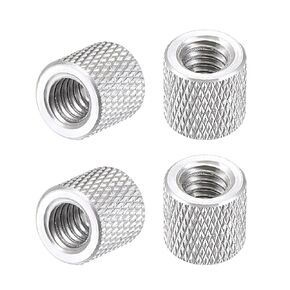 uxcell 1/4-20 x 10mm x 10mm Aluminum Alloy Hand Screw Nuts Diamond Knurl Knurled Camera Tripod Pass Hole Nut Black 4pcs