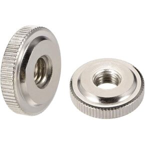 uxcell Round Knurled Thumb Nuts Conector Lock Adjusting Nuts, M10 Female Threaded Thin Type, Nickel Plated, Pack of 5