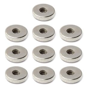 MroMax 10Pcs Round Knurled Thumb Nuts M8x1.25mm Conector Lock Adjusting Nuts Through Hole Nut Tightening Nut Female Threaded Thin Type Nickel Plated for 3D Printer Beds, Machine Tools