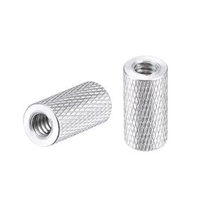 uxcell 1/4-20 x 10mm x 20mm Aluminum Alloy Hand Screw Nuts Diamond Knurl Knurled Camera Tripod Pass Hole Nut Black 2pcs