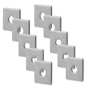 10pcs M8 Square Bearing Plate Washer, 304 Stainless Steel Flat Pad Spacer Gasket Hardware Fastener, Heavy Duty Square Washers Plate, 0.33"(ID) x0.98"x0.98"x0.08"