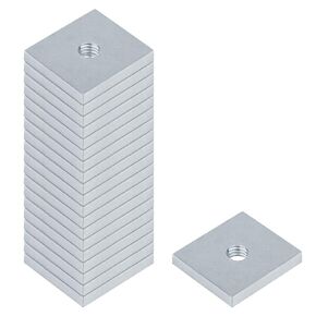 20 Pcs Square Channel Washer with Tapped Hole, Fit 3/8"-16 Bolt for 1-5/8" Strut Channels, Electrogalvanized Carbon Steel Heavy Duty Bearing Plate, 5.6mm Thickness in Kuwait