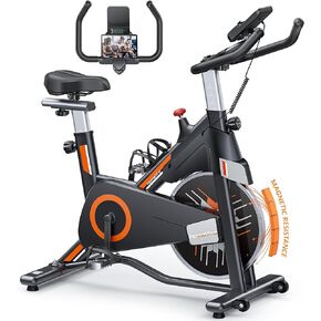 Stationary Exercise Bikes,Magnetic Resistance,Quiet Belt Drive Indoor Stable Cycling Bike 330LBs for Home, Monitor & Phone Mount & Comfortable Seat