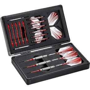 Sinister Magnetic Aluminum Dart Case with Precision Cut Space to Hold 3 Steel Tip or Soft Tip Darts and Extra Flights, Shafts and Tips, Magnetic Latch Keeps Case Closed Tight,Grey