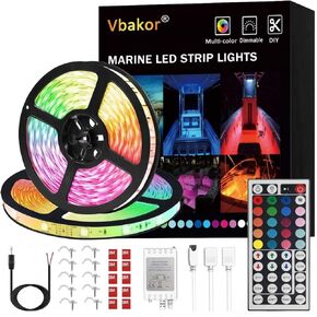 vbakor أدى أضواء الشريط أضواء القارب، 32.8ft أضواء قارب عائم البحرية، أضواء سطح القارب للماء، أضواء داخلية قارب متعدد الألوان لقارب عائم جون باس، أضواء قارب الصيد الليلي in Kuwait