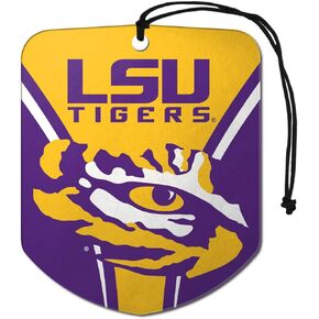 FANMATS 61618 NCAA LSU Tigers Hanging Car Air Freshener, 2 Pack, Black Ice Scent, Odor Eliminator, Shield Design with Team Logo