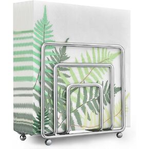 Napkin Holder, Silver Napkin Holders for Table, Kitchen & Countertops, Modern Metal Cocktail Paper Napkins Holder Napkin Dispenser for Indoor & Outdoor Use