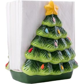 Christmas Tree Napkin Holder - Ceramic Hand-Painted Design