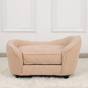 Pet Sofa Bed, Pet Dog Sofa with Adjustable Plastic Legs, Velvet Pet Couch Chair with Removeable & Washable Cushion for Small Dogs & Cats (Gray)