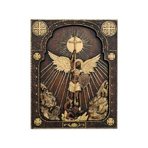 Archangel Michael Wall Decor Religious Handmade Wooden Wall Art Plaque Christmas Gift - 10 Inch