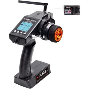 DTXMX Radiolink RC4GS V3 5 Channels RC Transmitter and Gyro Receiver R6FG 2.4GHz RC Radio Controller 30 Models Storage for RC Car,Boat,Tanks,Crawler,Truck Black
