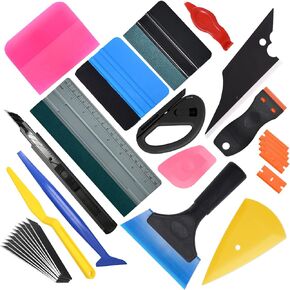 EHDIS Pro Window Tinting Tool Vinyl Wrap Tool Kit for Car Film Wrapping with Felt Squeegee, Micro Wrap Stick Squeegee,Vinyl Squeegee, Flim Cutter, Plastic Razor Scraper for Vinyl Application