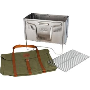 UCO Flatpack Smokeless Firepit and Grill with Grill Attachment, Grill Holder and Nylon Carry Case, Small, Stainless Steel