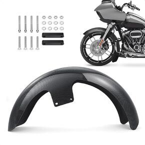 21 Inch Wrap Front Fender for Harley Davidson, Motorcycle Front Mudguard Fits for Touring Electra Glide Road Glide Road King Street Glide Ultra Limited, Carbon-fiber-like ABS plastic
