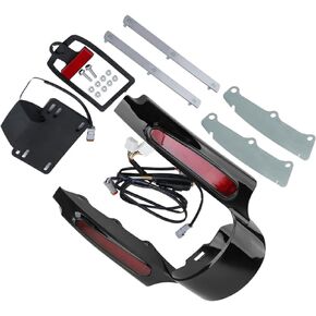 WFLNHB Motorcycle Rear Fender Fascia Kit Replacement for Touring Road King Street Glide Electra Classic Ultra 2009-2013 Black Housing Red Lens