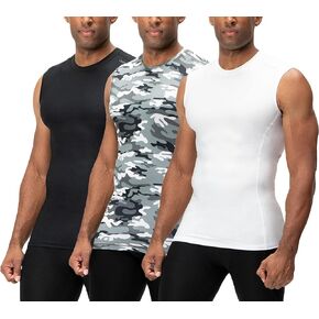DEVOPS 3 Pack Men's Athletic Compression Shirts Sleeveless