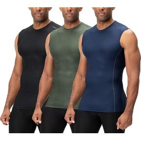 DEVOPS 3 Pack Men's Athletic Compression Shirts Sleeveless