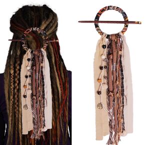 Dreadlock Hair Ties Dreadlock Accessories Dread Ties Loc Jewelry Dread Hair Clips Loc Ponytail Holders for Women and Men Dread Wrap for Dreads Braids Curls (3.5 inch / 9cm, Khaki)