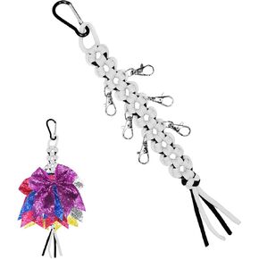 Cheer Bow Holder - Cheerleader Backpack Bow Organizer - Durable Paracord Hair Bow Hanger Cheer Bag Accessories - Cheerleading Gift for Cheer Teams - White/Black 1 Pack in Kuwait