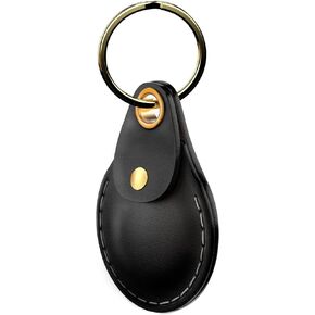 Leather AirTag Keychain Case - Full Cover with Clip Braided Lanyard Metal Key Ring Holder Enclosure for Wallet, Backpack, Luggage, Cat Dog Collar, Pet, Accessories, Keys (Tan, Brown)