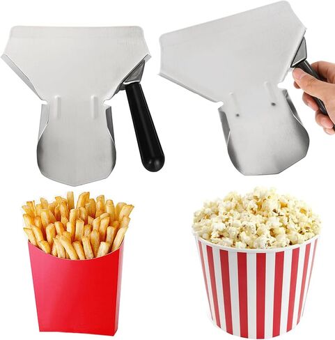 2 Pack Fry Scoop Stainless Steel French Fry Bagger Scoop with Right Handle, Metal Popcorn Scoop for Popcorn Machine - Speed and Easy Fill Commercial Fry Bagger for Bags & Boxes in Saudi Arabia