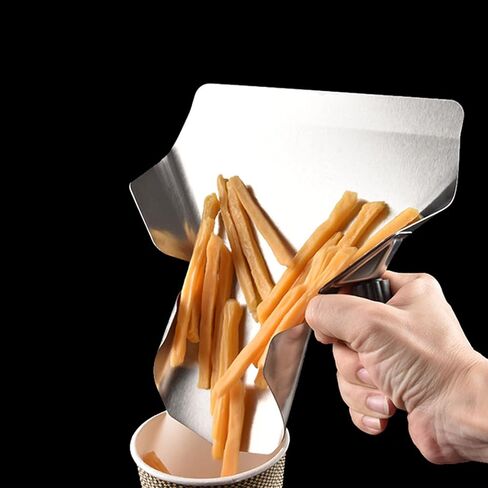 2 Pack Fry Scoop Stainless Steel French Fry Bagger Scoop with Right Handle, Metal Popcorn Scoop for Popcorn Machine - Speed and Easy Fill Commercial Fry Bagger for Bags & Boxes in Saudi Arabia