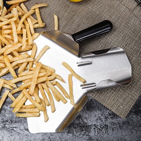 2 Pack Fry Scoop Stainless Steel French Fry Bagger Scoop with Right Handle, Metal Popcorn Scoop for Popcorn Machine - Speed and Easy Fill Commercial Fry Bagger for Bags & Boxes in Saudi Arabia