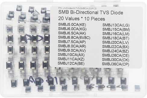 20 Values * 10 Pieces SMB 600W TVS Bi-Directional Surface Mount ESD Protection Diodes Kit in Saudi Arabia